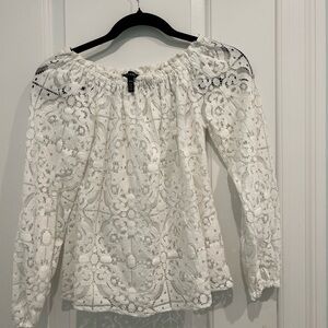 White House Black Market Ivory Lace Blouse
